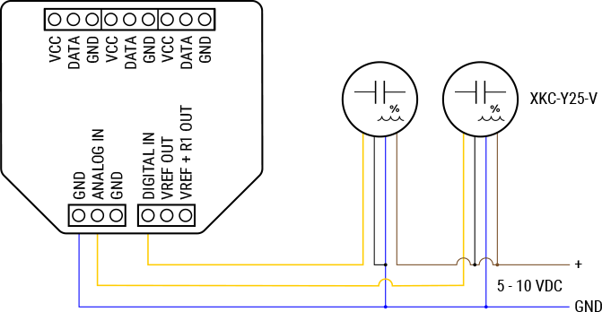 Wiring 2 capacitive non-contact liquid level detection sensors to Shelly Plus Add-on