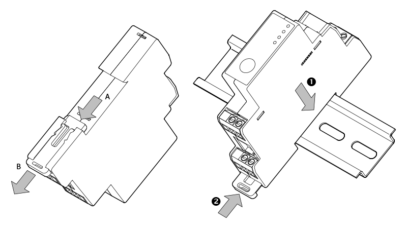 Mounting the Device on the DIN rail