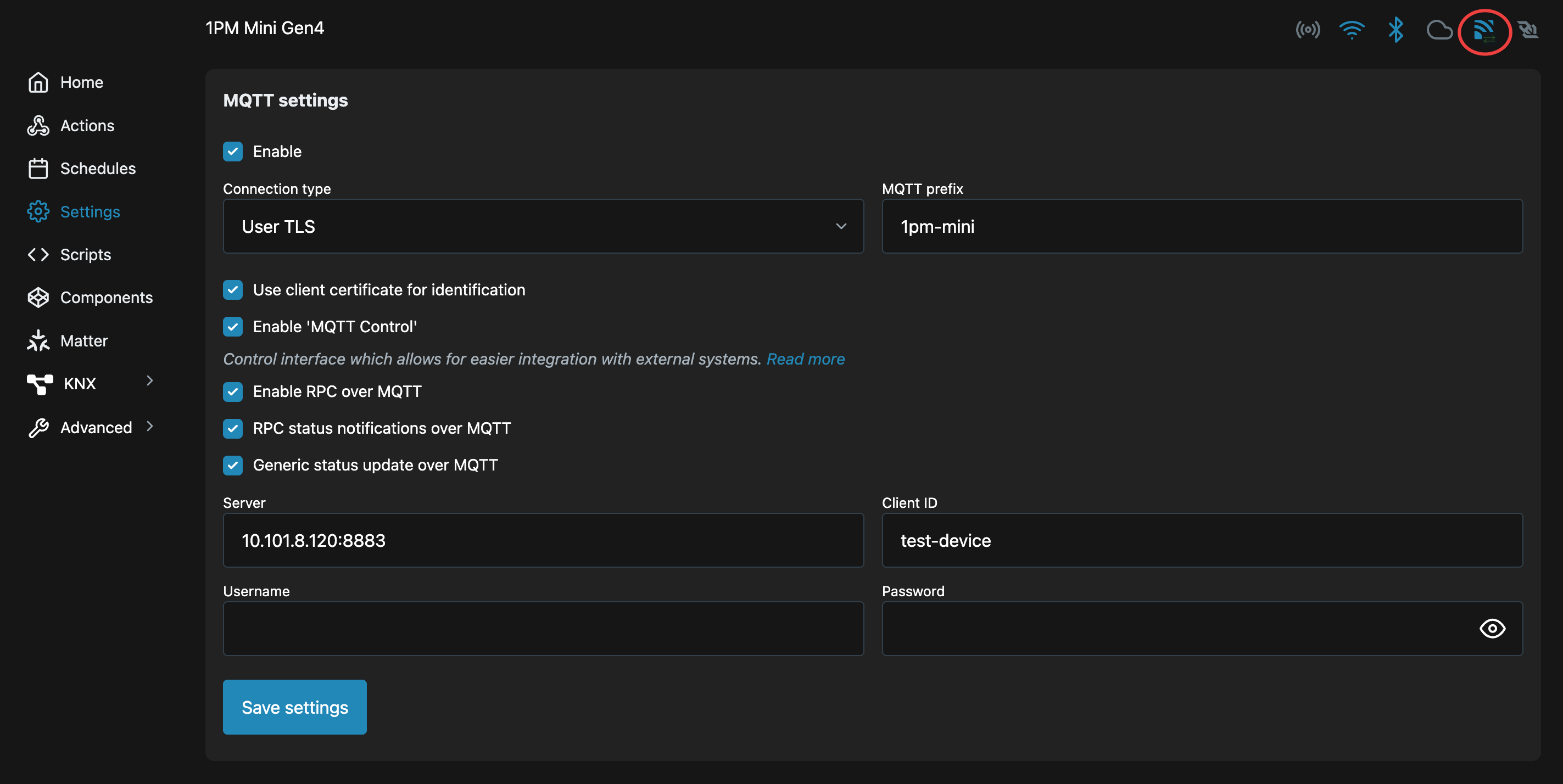 Shelly MQTT success indicator
