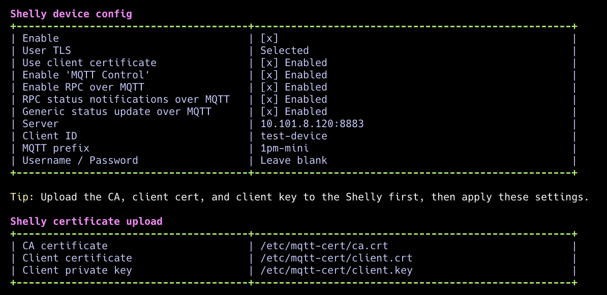 MQTT Config