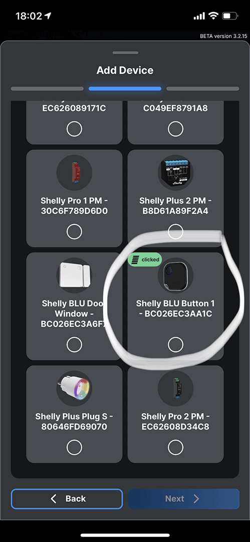 ShellyBLU Button1 short mobile application guide