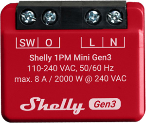 Shelly 1PM Mini Gen3  WiFi & Bluetooth Smart Switch Relay, 1