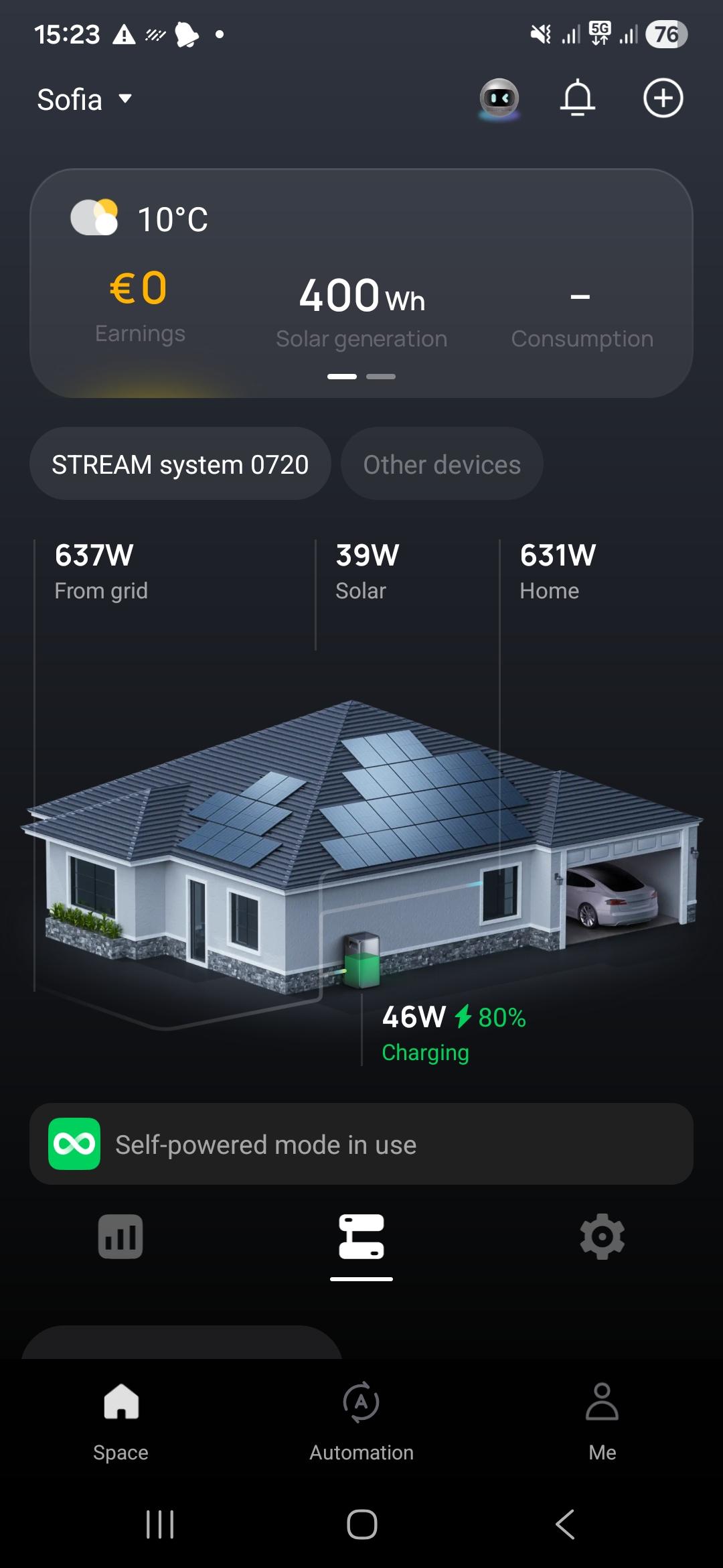 EcoFlow app screenshot from the tested setup