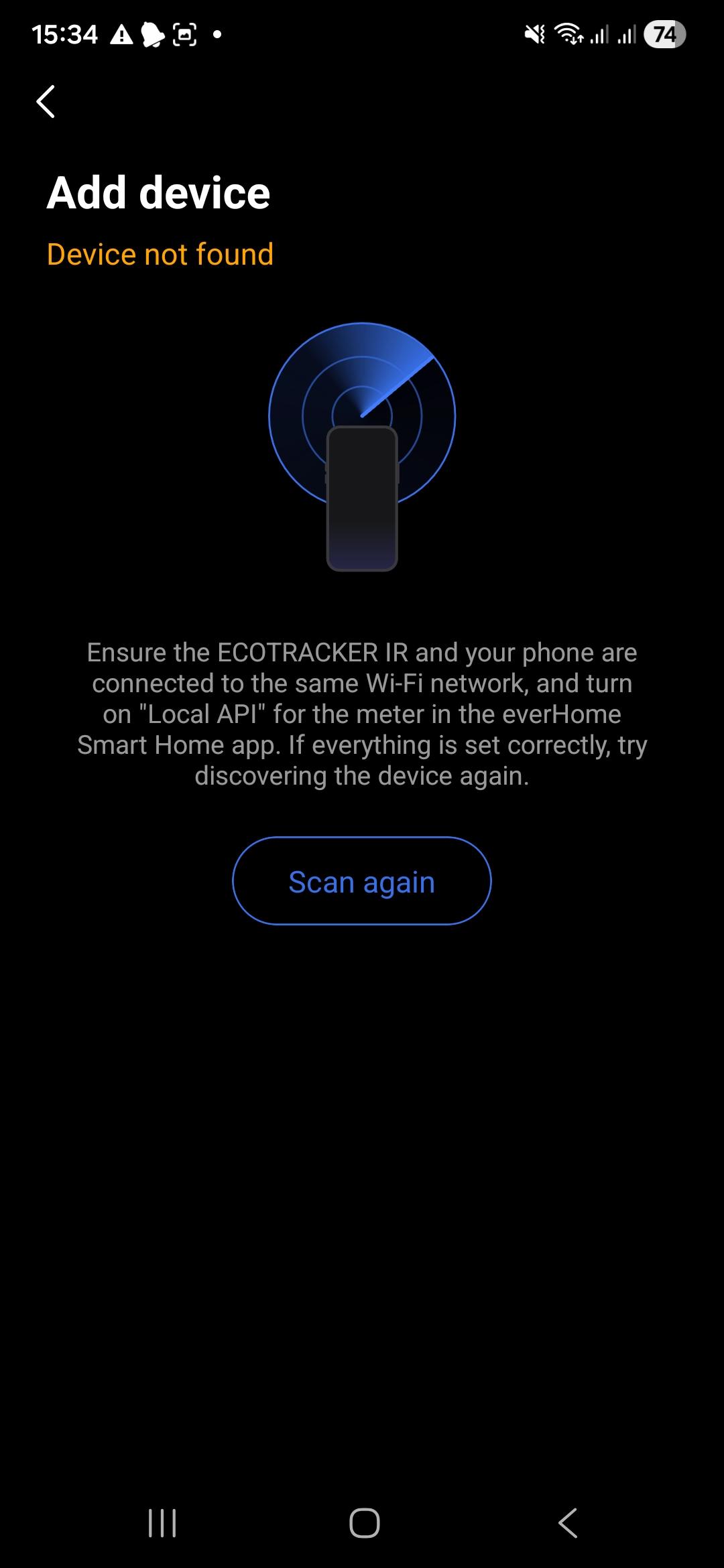EcoFlow scan result where Gen3 and Gen4 Shelly devices are not visible