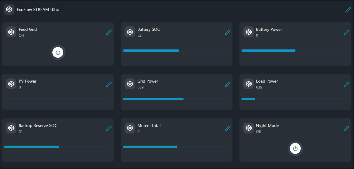 EcoFlow STREAM Ultra Virtual Components in the Shelly app