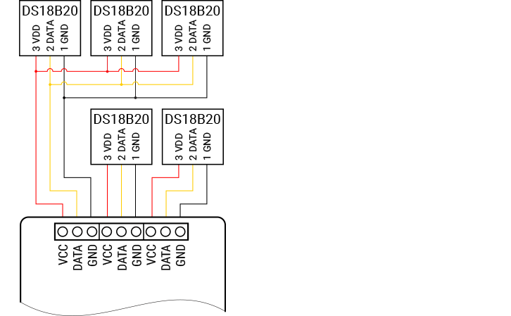 Shelly Plus Add-on 1-Wire wiring diagrams