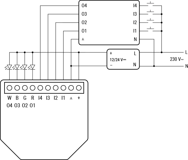 Plus RGBW PM su atskyrikliu 230V laidų schema.png