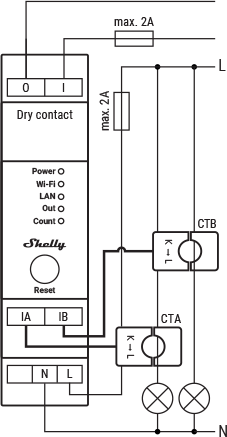 Shelly Pro EM wiring diagram
