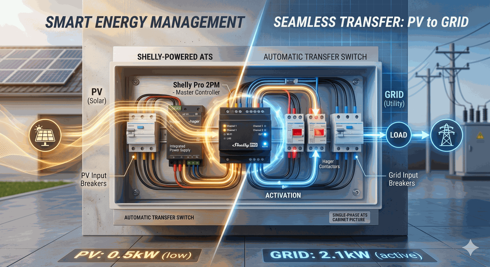 Shelly-controlled ATS cabinet