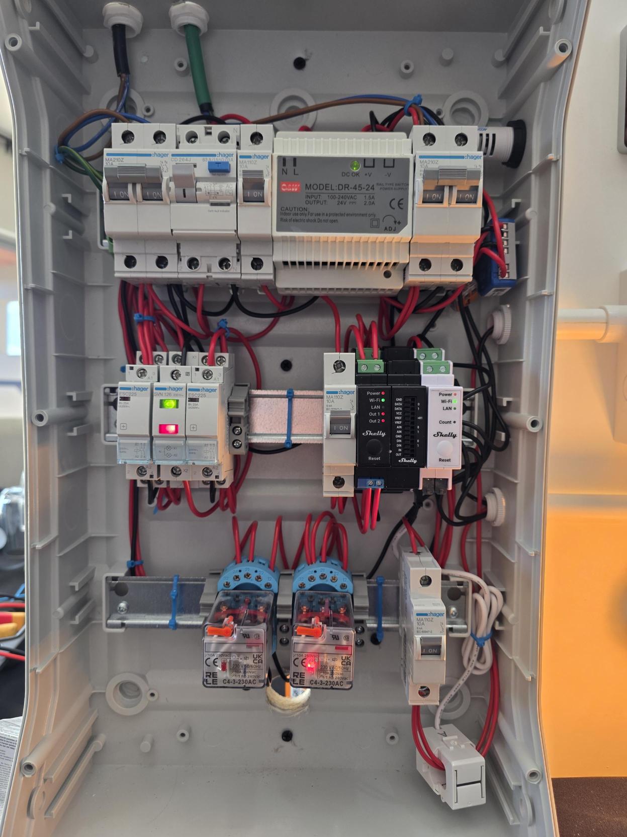 Finished single-phase Shelly-controlled ATS cabinet