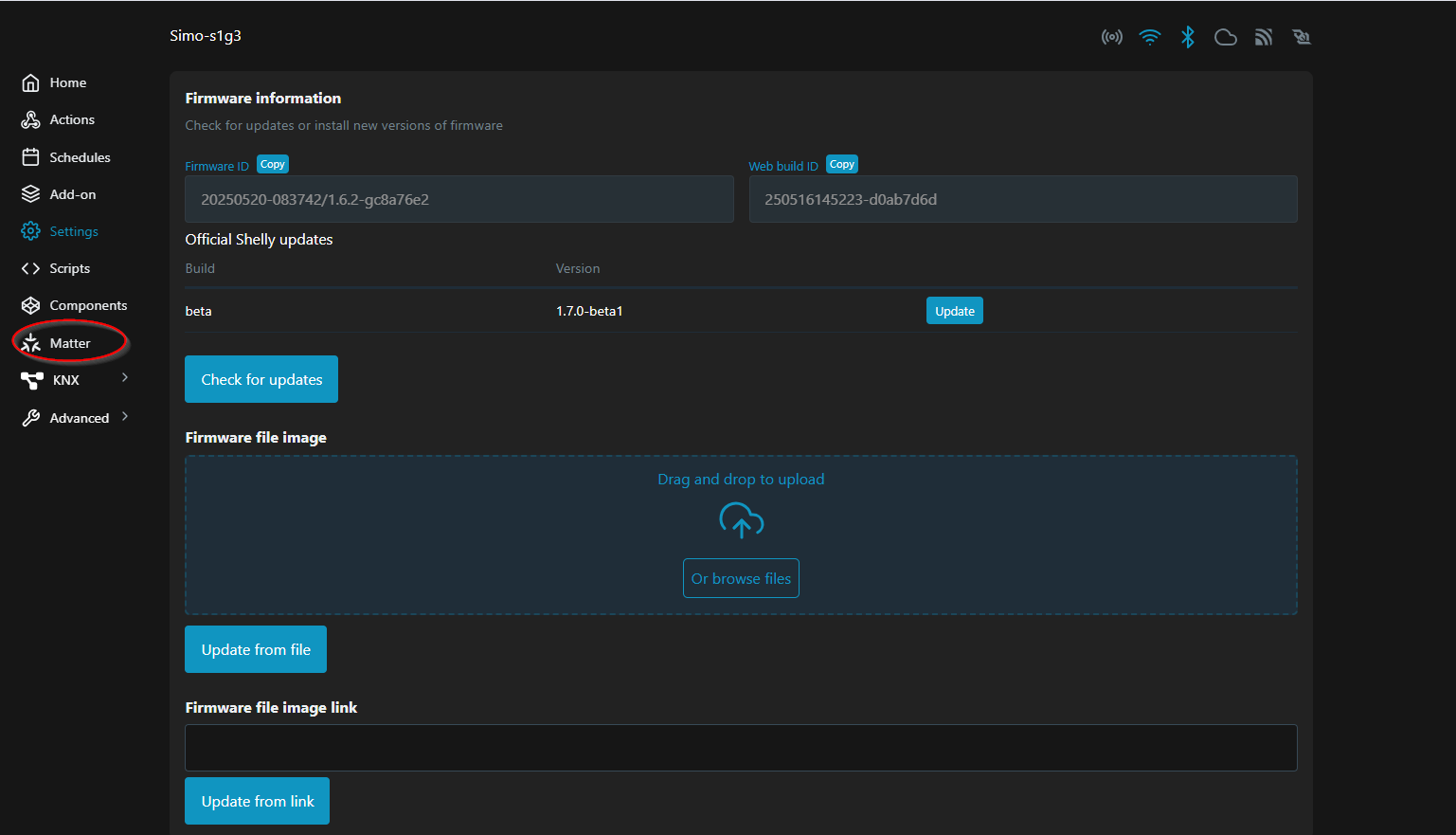 Enabling Matter on Shelly Gen3 Devices | Shelly Knowledge Base